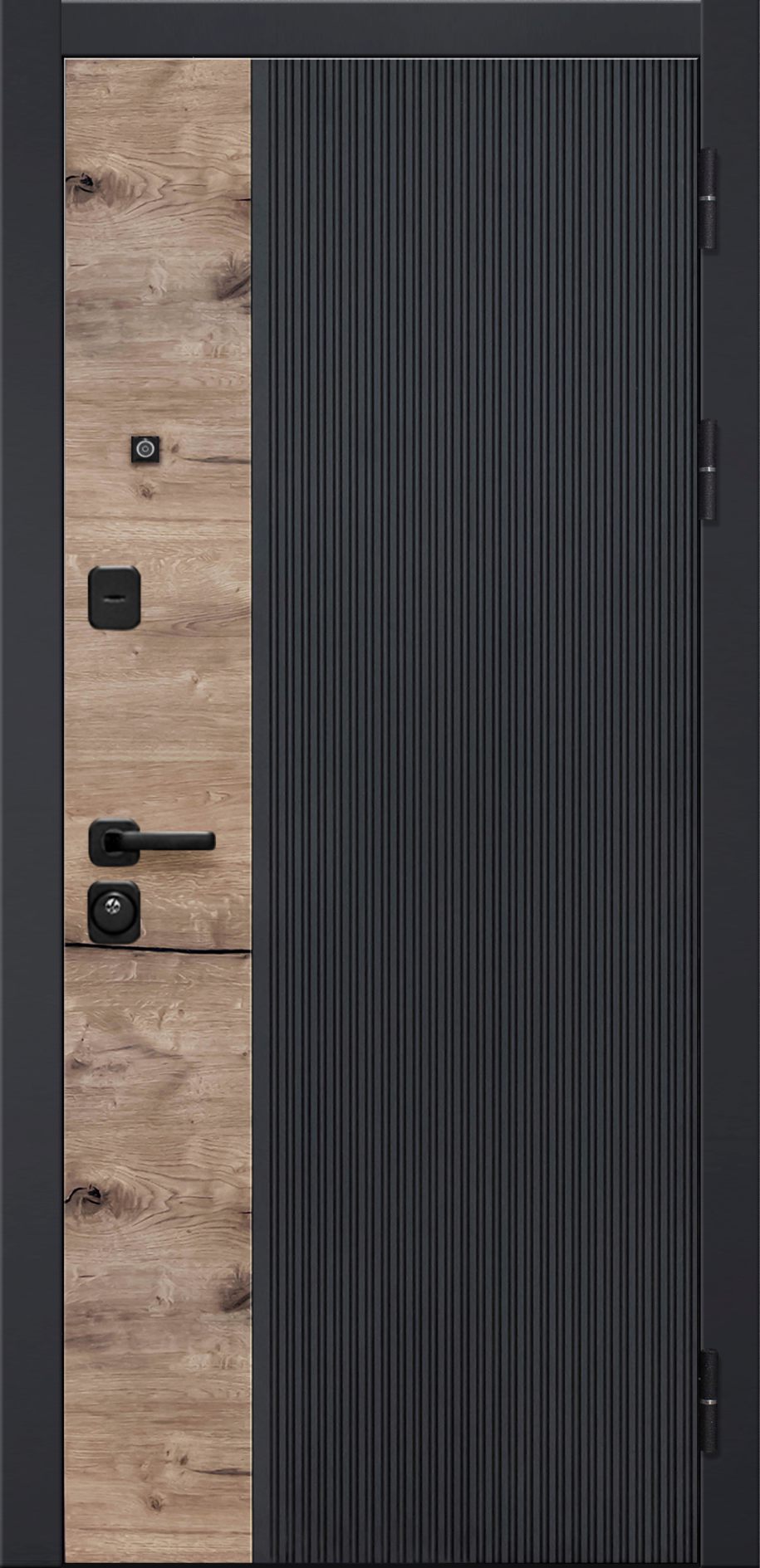 Входная дверь Luxor 2МДФ Дуб Вертикаль Зеркало